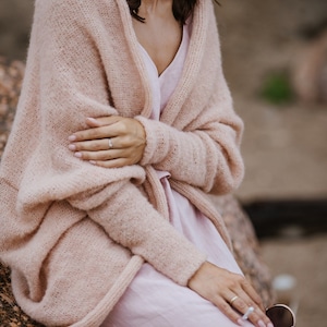 Pink sand alpaca silk cardigan, wedding pink silk mohair jacket, bridal alpaca silk pullover, wedding accessories, soft alpaca bridal shrug