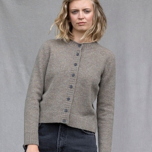 Button down wool cardigan, Handmade wool sweater, Natural light brown wool cardigan, Hand knitted womens wool top, Organic wool cardigan