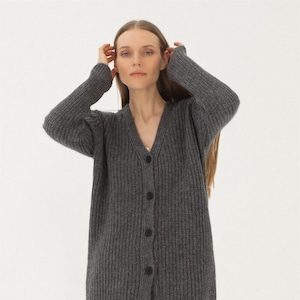 Hygge Women jumper with buttons, Pure wool soft sweater, Women hand knit woolen cardigan, Elegant warm cosy cardigan HARMONY