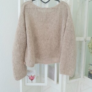 Alpaca/Silk: Hand-knitted, sweater, fluffy, light, warm color selection