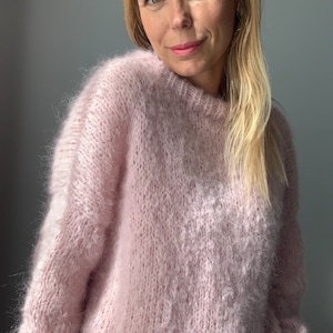Alpaca & Merino Sweater, Alpaca Sweater, Merino Sweater, Pink sweater, Soft sweater, Fluffy jumper, 100% Hand Made