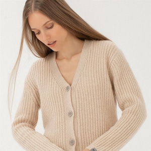 Knitted buttoned mohair wool jumper, Pure wool soft sweater, Women hand knit woolen cardigan, Elegant warm cosy cardigan HARMONY