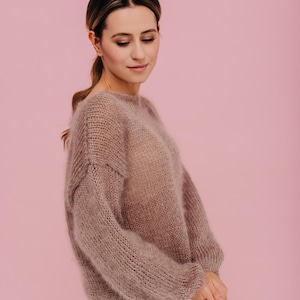 Alpaca Sweater Women Fluffy Sweater Alpaca Pullover Beige Sweater Women Alpaca Jacket Soft Sweater