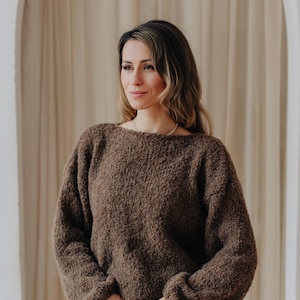Alpaca Sweater Women Brown Pullover Alpaca Wool Sweater Boucle Pullover Brown Sweater Women Boucle Wool Sweater Alpaca Pullover